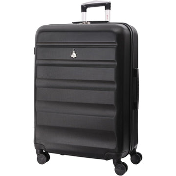 Aerolite 25" Medium Lightweight Hard Shell Checked In Hold Luggage Suitcase with 8 Wheels, 82L Capacity, 70x50x27cm (Black)